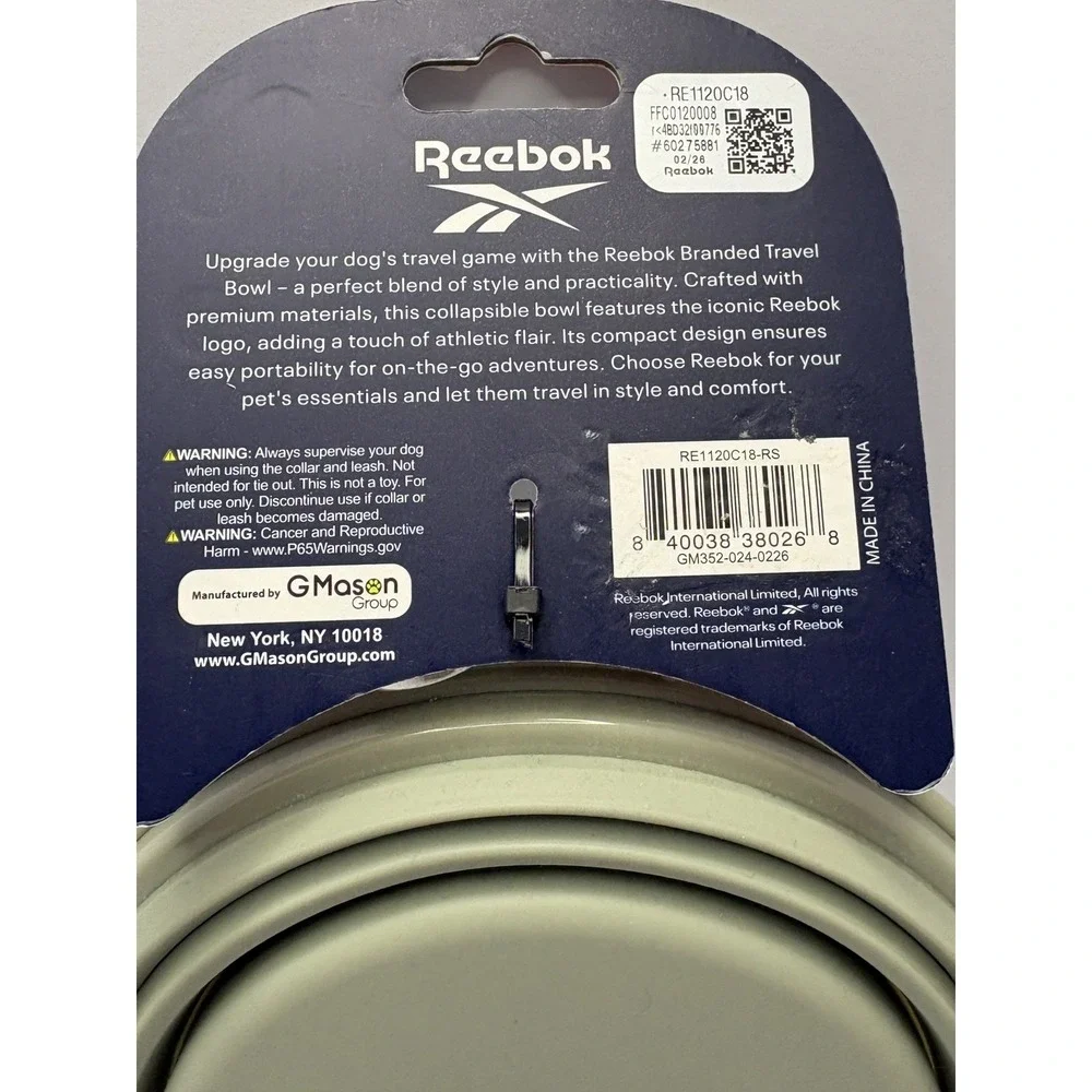 Reebok Collapsible Travel Bowl for Dogs 12-Ounce Portable Silicone Pet Bowl Gray
